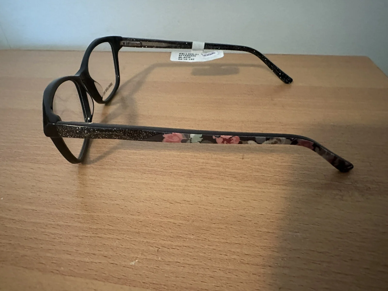 Prescription Grade Eyeglass Frames Black With Floral Motif 54-16-140 BNWT FS 4